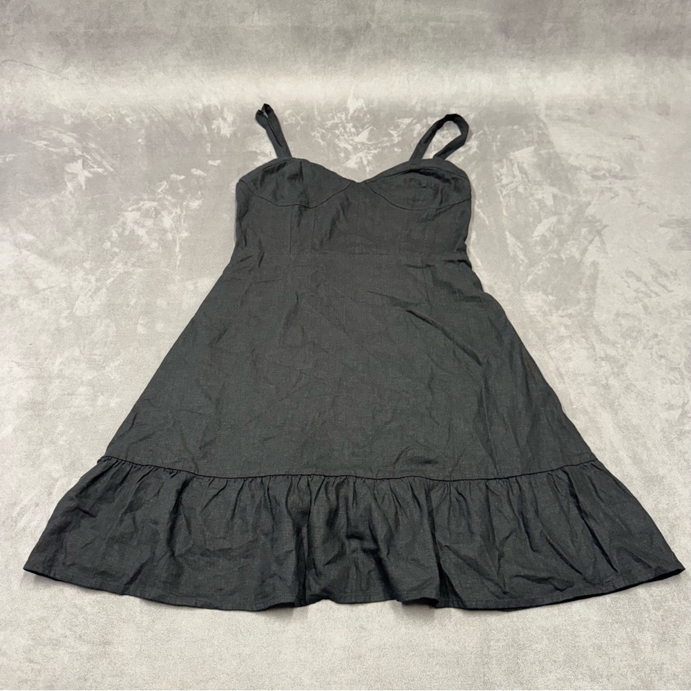 Velvet heart sweetheart neckline ruffled  hem Elegant Black Women's dress size S